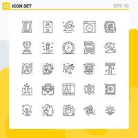 Universal Icon Symbols Group of 25 Modern Lines of pie chart pen minimize design Editable Vector Design Elements