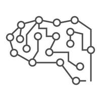 Neural brain icon, outline style vector