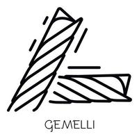 Gemelli icon, outline style vector