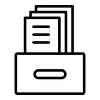 Archival box with documents icon, outline style vector