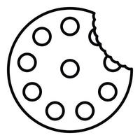 icono de galleta de azúcar mordida, estilo de contorno vector