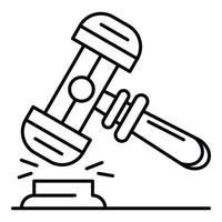 Wood judge hammer icon, outline style vector