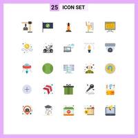 Flat Color Pack of 25 Universal Symbols of computer manipulate house human command Editable Vector Design Elements