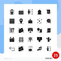 Mobile Interface Solid Glyph Set of 25 Pictograms of seo degree job certification pack Editable Vector Design Elements