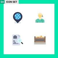 4 Flat Icon concept for Websites Mobile and Apps global worker location judge search Editable Vector Design Elements