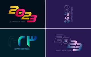 gran conjunto 2023 feliz año nuevo diseño de texto de logotipo negro. Plantilla de diseño de 20 23 números. colección de símbolos de 2023 feliz año nuevo vector