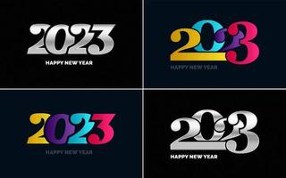 gran conjunto de diseño de texto del logo de feliz año nuevo 2023. Plantilla de diseño de número 2023. colección de símbolos de feliz año nuevo 2023 vector