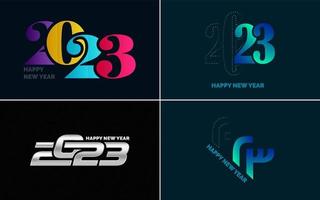 Happy New Year 2023 text design Pack. for Brochure design template. card. banner vector