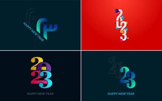 gran conjunto de diseño de texto del logo de feliz año nuevo 2023. Plantilla de diseño de número 2023. colección de símbolos de feliz año nuevo 2023 vector