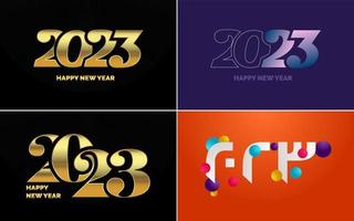 conjunto de diseño de logotipo 2023 feliz año nuevo. Plantilla de diseño de número 2023. decoración navideña 2023 símbolos de feliz año nuevo. diseño moderno de navidad para banner. red social. portada y calendario vector