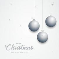 Elegant shiny white Christmas background with Silver baubles and place for text vector