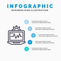 Laptop Computer Setting Computing Blue Infographics Template 5 Steps Vector Line Icon template