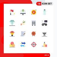 16 Universal Flat Color Signs Symbols of care food discount drink sale Editable Pack of Creative Vector Design Elements