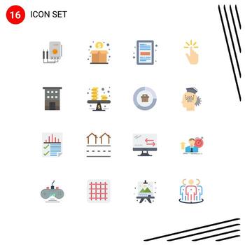 Pictogram Set of 16 Simple Flat Colors of gestures finger money click file Editable Pack of Creative Vector Design Elements