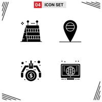 User Interface Pack of 4 Basic Solid Glyphs of barrier computer tools making learning Editable Vector Design Elements