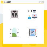 User Interface Pack of 4 Basic Flat Icons of bathroom scale charge app development energy Editable Vector Design Elements