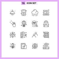 16 Thematic Vector Outlines and Editable Symbols of air up warm hand cursor plates Editable Vector Design Elements