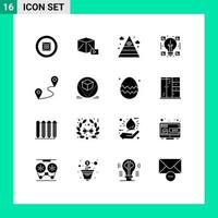 Universal Icon Symbols Group of 16 Modern Solid Glyphs of pin sharing eye share creative Editable Vector Design Elements