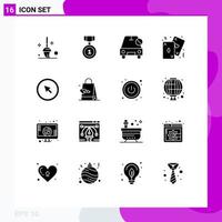 Pictogram Set of 16 Simple Solid Glyphs of click casino disabled poker cards Editable Vector Design Elements