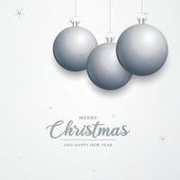 Elegant shiny white Christmas background with Silver baubles and place for text vector