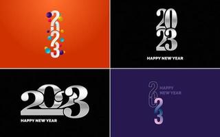 gran conjunto 2023 feliz año nuevo diseño de texto de logotipo negro. Plantilla de diseño de 20 23 números. colección de símbolos de 2023 feliz año nuevo vector