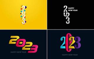 conjunto de diseño de logotipo 2023 feliz año nuevo. Plantilla de diseño de número 2023. decoración navideña 2023 símbolos de feliz año nuevo. diseño moderno de navidad para banner. red social. portada y calendario vector