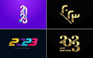 conjunto de diseño de logotipo 2023 feliz año nuevo. Plantilla de diseño de número 2023. decoración navideña 2023 símbolos de feliz año nuevo. diseño moderno de navidad para banner. red social. portada y calendario vector