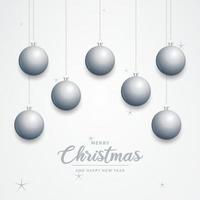 Elegant shiny white Christmas background with Silver baubles and place for text vector