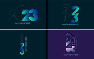 gran conjunto de diseño de texto del logo de feliz año nuevo 2023. Plantilla de diseño de número 2023. colección de símbolos de feliz año nuevo 2023 vector