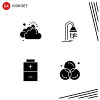 Collection of 4 Vector Icons in solid style Pixle Perfect Glyph Symbols for Web and Mobile Solid Icon Signs on White Background 4 Icons