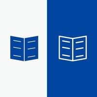 marcador de libro educación línea y glifo icono sólido bandera azul línea y glifo icono sólido bandera azul vector