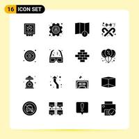 paquete de iconos vectoriales de stock de 16 signos y símbolos de línea para elementos de diseño vectorial editables de estilo navideño de alerta de palo btc vector