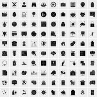 Set of 100 Business Solid Glyph icons vector