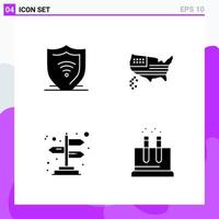 Set of 4 icons in solid style Creative Glyph Symbols for Website Design and Mobile Apps Simple Solid Icon Sign Isolated on White Background 4 Icons vector