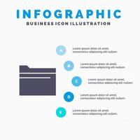 Folder File Data Storage Solid Icon Infographics 5 Steps Presentation Background vector