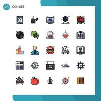 Set of 25 Modern UI Icons Symbols Signs for chat school account graduation tick Editable Vector Design Elements