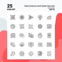 25 Data Science And Cyber Security Icon Set 100 Editable EPS 10 Files Business Logo Concept Ideas Line icon design vector