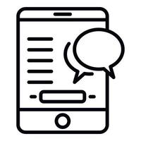 Smartphone chat icon, outline style vector