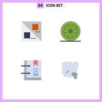 paquete de iconos planos de 4 símbolos universales de elementos de diseño vectorial editables de aire de libro de comida de marcador cruzado vector