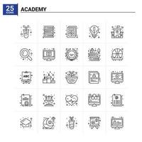 25 Academy icon set vector background