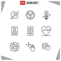 9 Icons Line Style Grid Based Creative Outline Symbols for Website Design Simple Line Icon Signs Isolated on White Background 9 Icon Set Creative Black Icon vector background