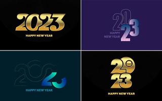 Happy New Year 2023 text design Pack. for Brochure design template. card. banner vector