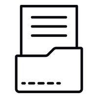 Document in folder icon, outline style vector