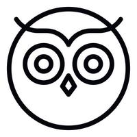 Round owl face icon, outline style vector