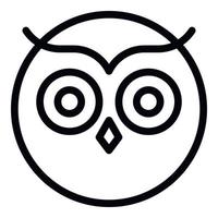 Round owl face icon, outline style vector