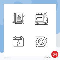 4 Universal Line Signs Symbols of address mechanical firefighter accident plumber Editable Vector Design Elements