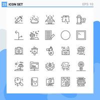 Modern 25 Line style icons Outline Symbols for general use Creative Line Icon Sign Isolated on White Background 25 Icons Pack Creative Black Icon vector background