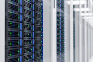 Panels of a data center server room 3d render photo