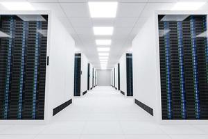 sala de servidores de un centro de datos futurista 3d render foto