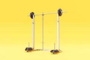 Metal squat rack with weight plates photo